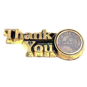 New York Telephone 1991 Empire-Net Brass "Thank You" Plaque Paperweight 35g